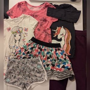 5/6 Girls Bundle PJ's, long sleeve tee, short sleeve tee, shorts, and more!